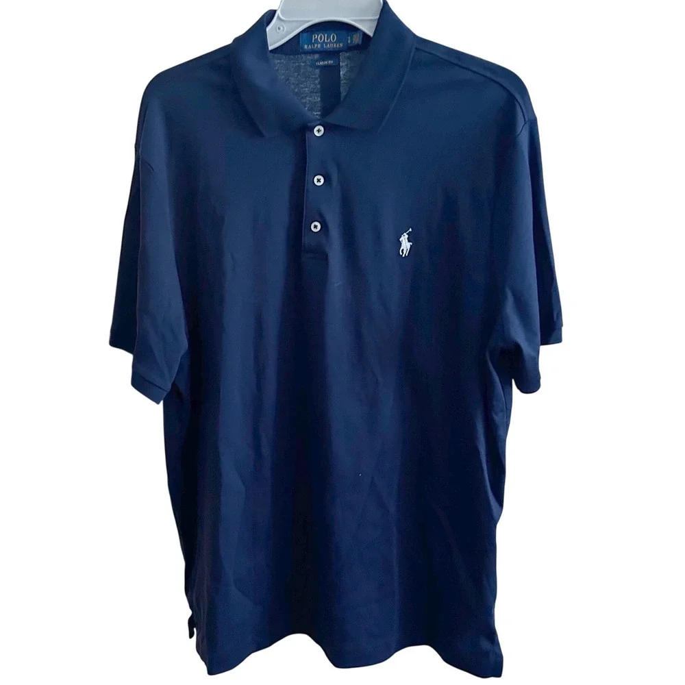 Polo Ralph Lauren Classic Fit Mens Navy Blue Polo Shirt Big Tall LG‎